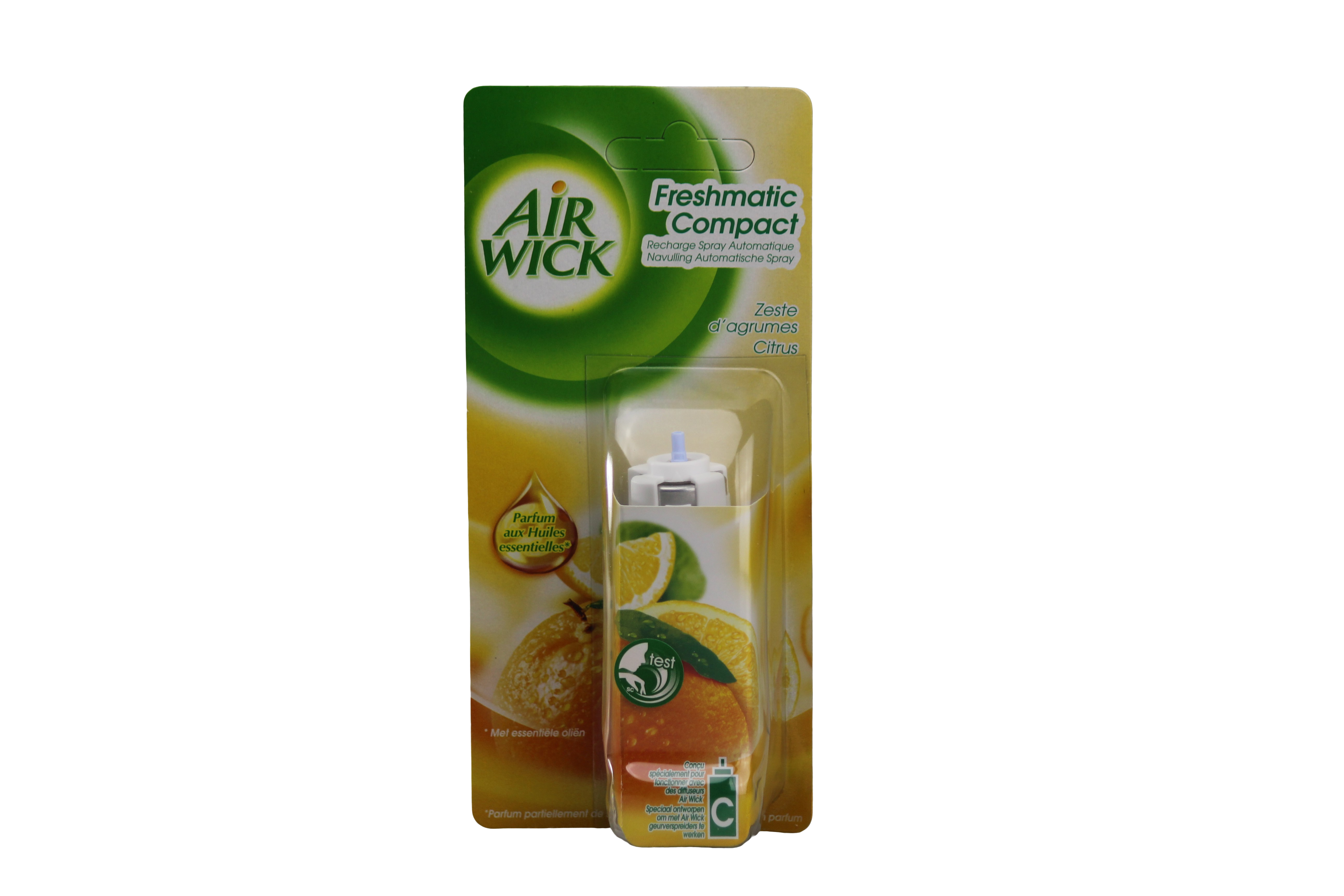 Airwick - Mini diffuseur + recharge de spray Freshmatic Compact - Parfum  zeste d'agrumes - 24 ml